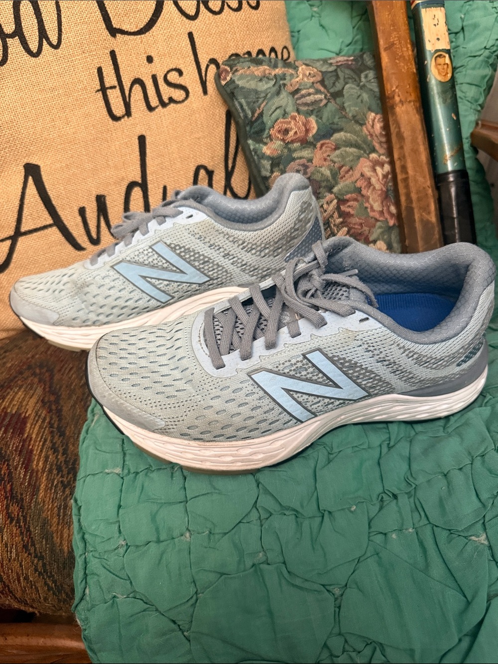 New Balance Women's Pale Blue & Gray Athletic Running Sneakers